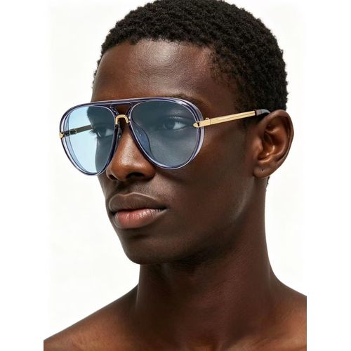 New cross-border European and American sunglasses Joker tide online celebrity with large frame blue mirror retro fluorescent green sunglasses.