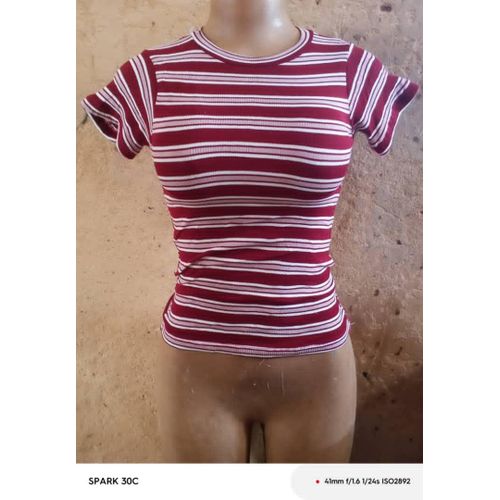 Stripe Basic Top For Ladies women