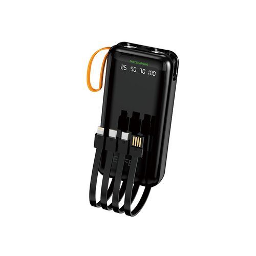 20000mAh 15W In-Built 4 Cables LED Torch Fast Power Bank