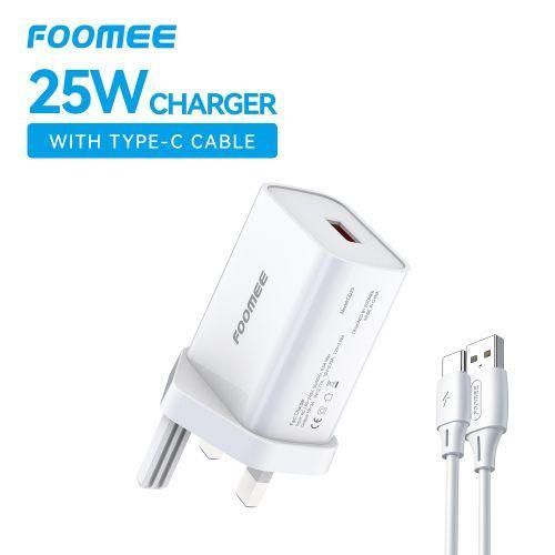 25W Fast Charger With Free Type-C Cable, For Phone & Table