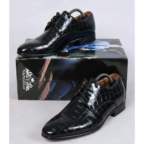 Men’s Texture Lace-Up Dress Shoes – BLACK