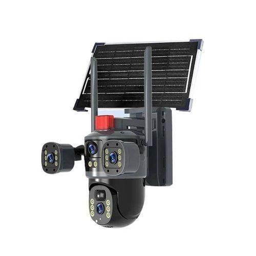 SOLAR-POWERED AUTO_TRACKING COMPLETE 3 LENS CCTV CAMERA ULTRA HD 4K