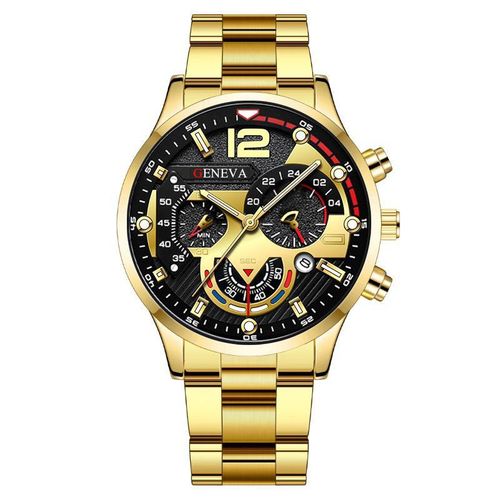 Men's watch, business-style watch, six-pointer calendar steel bracelet quartz watch