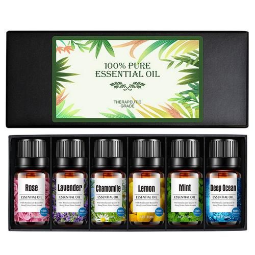 6-in-1 Essential Oils Gift Set – 100% Pure Aromatherapy Oils -Rose, Lavender, Chamomile, Lemon, Mint, Deep Ocean