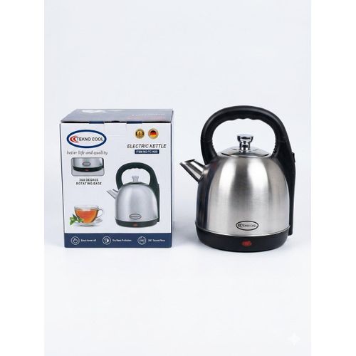 Stainless Steel Electric Kettle (Model TC-K80) 1500W 360° Rotating Base Dry Burn / Boil-Dry Protection Automatic Shut-off Concealed Heating Element