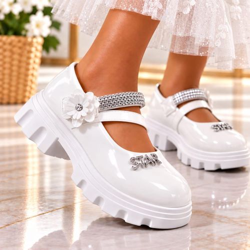 Kids Children Girl Mary Jane Chunky Platform Shoe- White