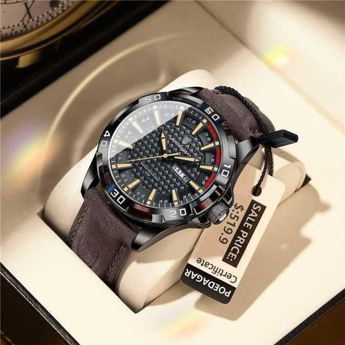 Multifunction Men's White Brown Designer Strap Chronograph Watch