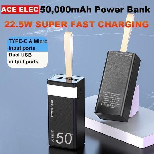 50000 MAh Power Banks With LED Light Portable Super Fast Charger type c input and output