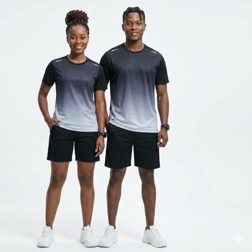 Unisex Breathable Sportswear Set Quick Dry Gym T-Shirt & Shorts Combo for Men and Women Fitness Training Outfit Running Jogging Activewear Sweat Absorbent Workout Wear Casual Sports Jersey Set for Football, Gym, Cycling & Outdoor Activities