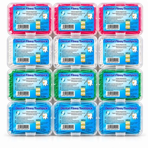 Dental Floss Picks, 12 Packs of 30 for Between-Teeth Cleaning