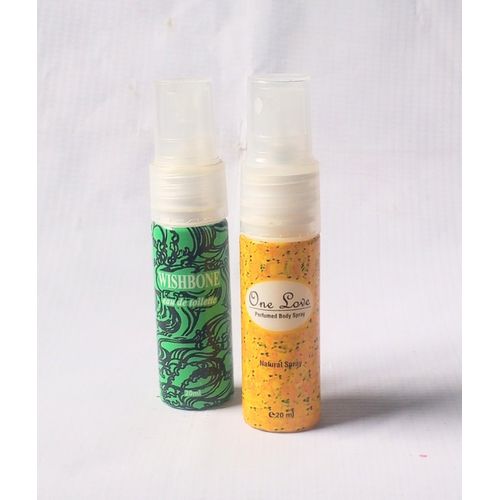 Perfume Gift Set Combo of 2 in 1 of Wishbone and One Love Mini Body Spray 20ml (Unisex Daily Handy Use), NAFDAC Number: Wishbone: 02-5148, One Love: 02-5678