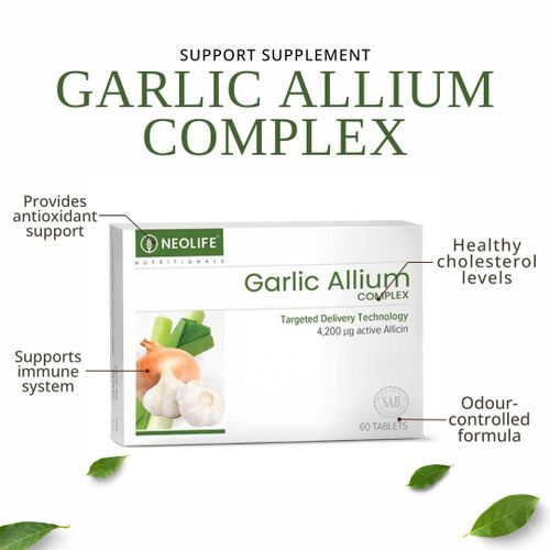 NEOLIFE Garlic Allium Complex – Garlic-Based Supplement for Heart & Immune Health Support – 60 Tablets