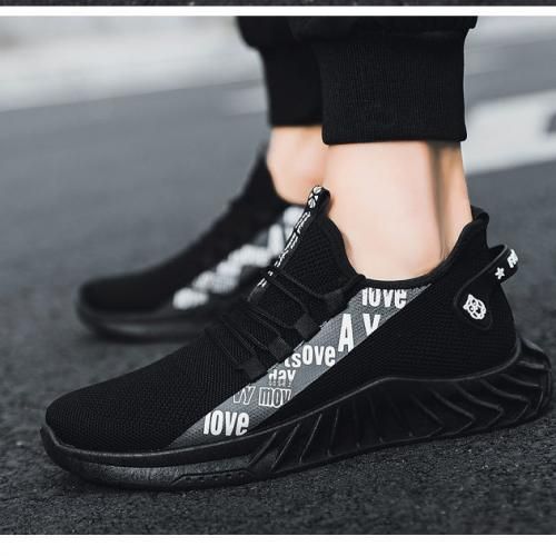 Cheap Simple Casual Men Jogging Shoes - Running Canvas - Black