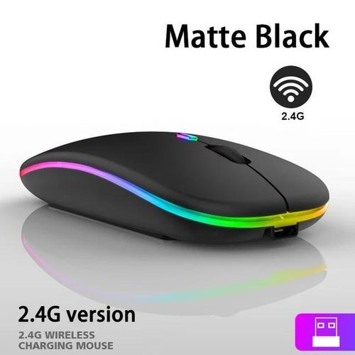 RGB Backlight Wireless Mouse, Bluetooth Rechargeable Ergonomic USB Mouse for PC Laptop iPad Tablet