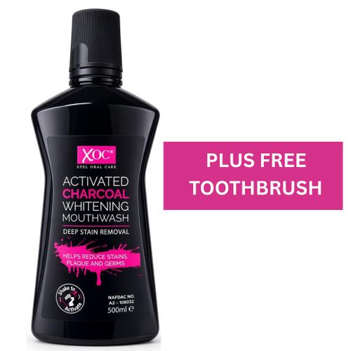 Xpel Activated Charcoal Teeth White Mouthwash For Deep Stain Removal, Plaque & Germs