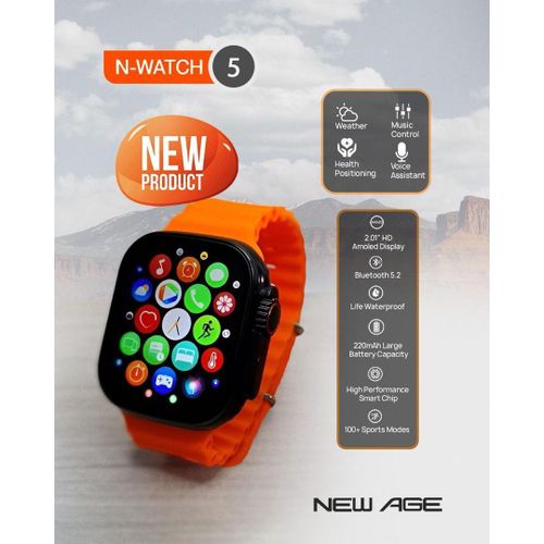 N-Watch 5 2.01'' HD Amoled Display Life WaterproofSmart Watch