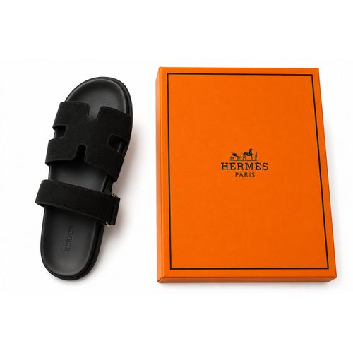 Black Women’s Premium H-Cut Flat Slide Sandals with Gift Box