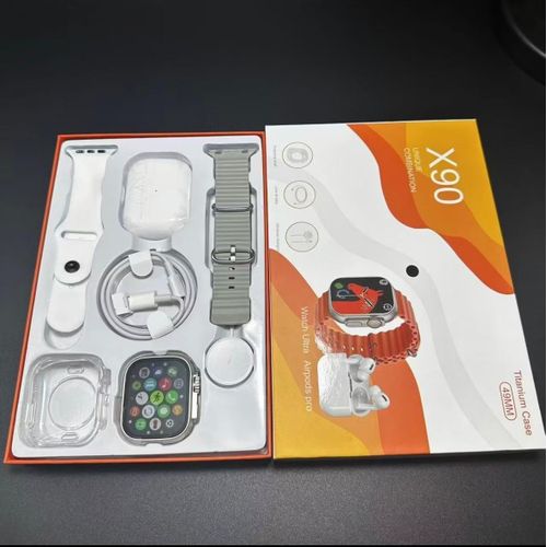 Huaqiangbei Smartwatch Set – Heart Rate Monitoring Watch with Bluetooth Earphones & Protective Case