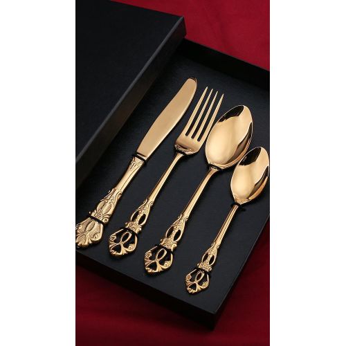 24-piece gold-plated stainless steel cutlery set