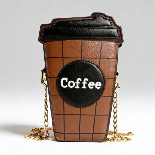 PU Chain Bag Ladies Shoulder Bag Personalized Coffee Cup Shape Zipper Design