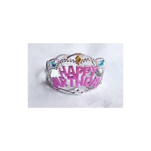 Happy Birthday Silver Hair Crown- SILVER