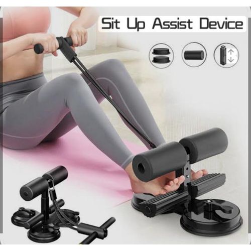 abs master sit up bar,sit ups foot holder with Elastic 2 Suction Cups and Pull Rope Portable Sit Up Assistant Device for Home Workout (black