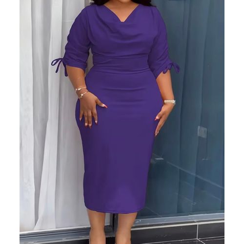 Purple falling neck Off dress