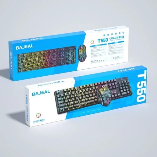 T550 RGB Gaming Keyboard and Mouse Combo – Wired Full-Size Keyboard with Numeric Keypad, LED Backlit Keys & Gaming Mouse