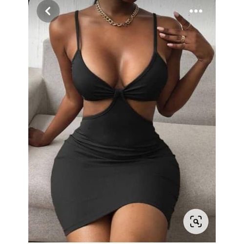Black Cut Waist Sleeveless Bodycon Dress