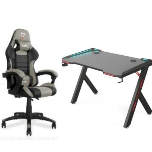 Office/Gaming Chair With Table For Laptop/desktop- Black & Gray
