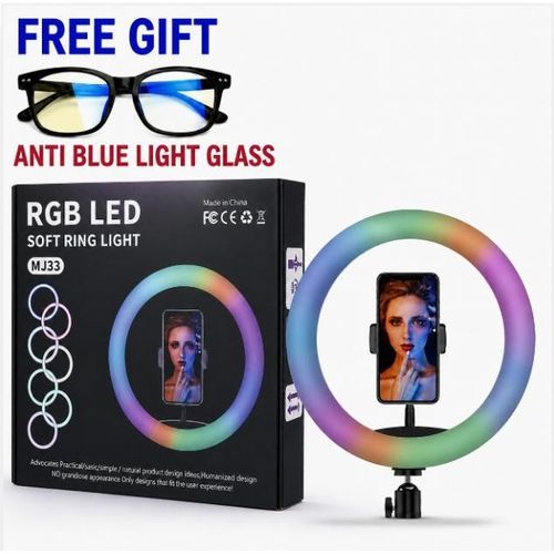 12 Inches Manual RGB RingLight + Tripod Stand & Free Anti Blue Light Glass To Enjoy with