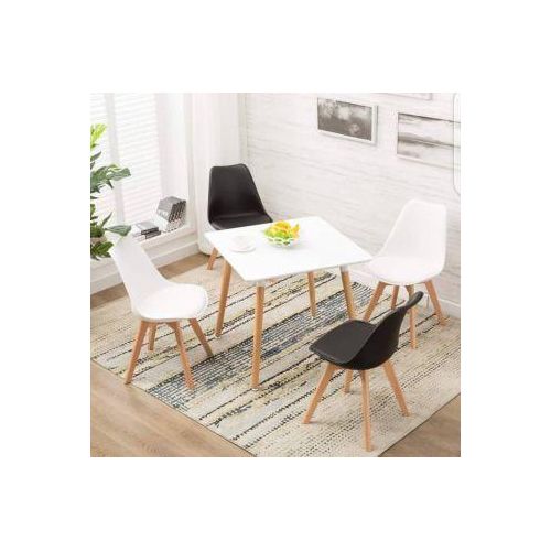 ROUND Dining Table With WOODEN LEGS & 4 PLASTIC Dinning Chairs