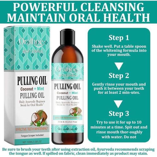 Coconut Pulling Oil,Natural Essential Oils with Peppermint Vitamin Alcohol-Free Mouthwashes for Fresh Breath Teeth Whitening Gum Health with Scraper