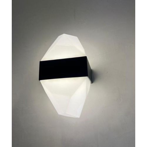 Modern Prismatic LED Wall Sconce - Geometric Crystal Effect Wall Lamp - Black & Frosted White