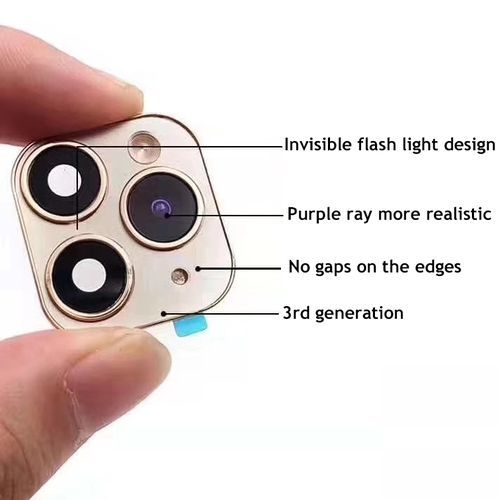 For IPhone X XS MAX Seconds Change To 11Pro 11 PRO MAX Support Flash 3D Back Modified Camera Sticker Metal Gl Lens Cover(Gold) YUANDING MALL