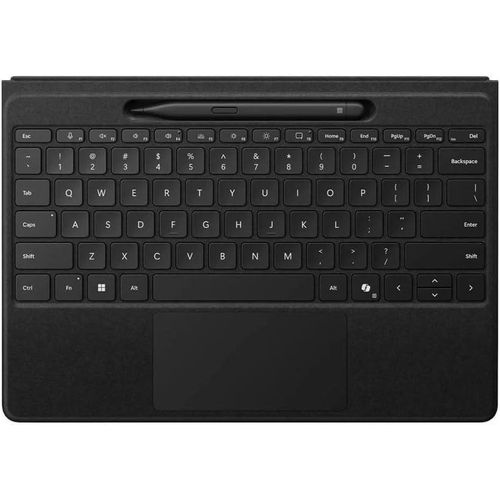 Surface Wireless Flex Keyboard with Slim Pen 2 for Surface Pro 11/10/9/8/X, Wireless Charge Pen Storage, Alcantara Material, up to 10m Connectivity, Magnetic, Mechanical Keys, Copilot Key - Black Colour