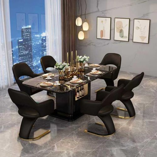 American Luxury Modern 6-Seater Marble Dining Table Set 10 years warranty