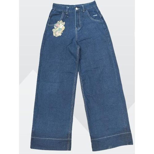 High quality long length baggy cut ladies luxury boyfriend jeans