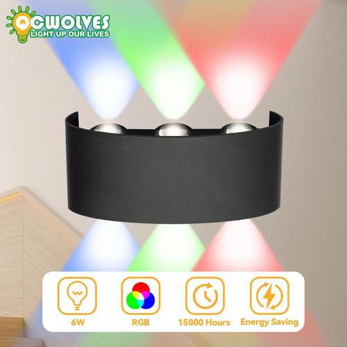 Wall Light LED Indoor, Modern LED Wall Lamp Lamp Night Light, 6W Bedroom Wall Sconce RGB Light for Hallway Living Room