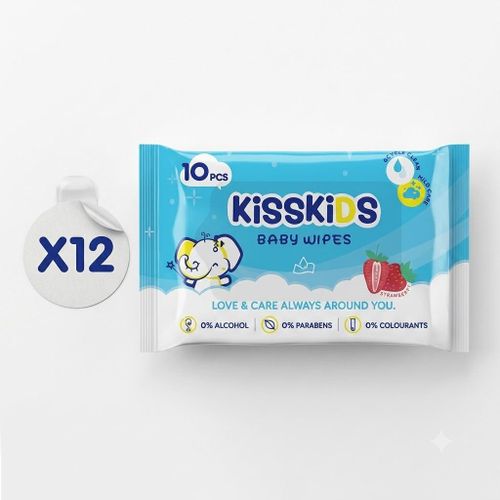 Mini Pocket Baby Wipes 10 Sheets -Pack of 12