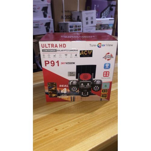 Solar powered 4 lens 3-way rotating ptz camera