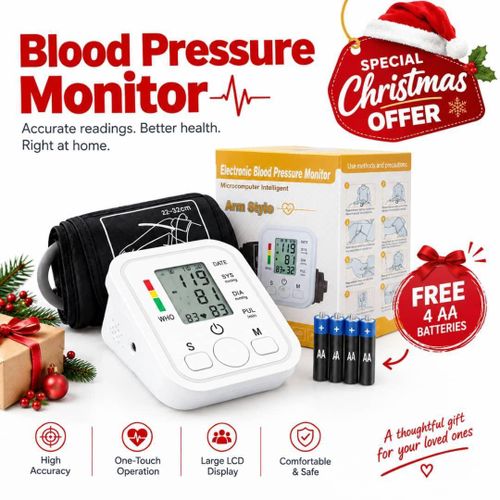 Electronic BP Monitor Machine + Voice Function + Type c power inlet+ FREE batteries for use
