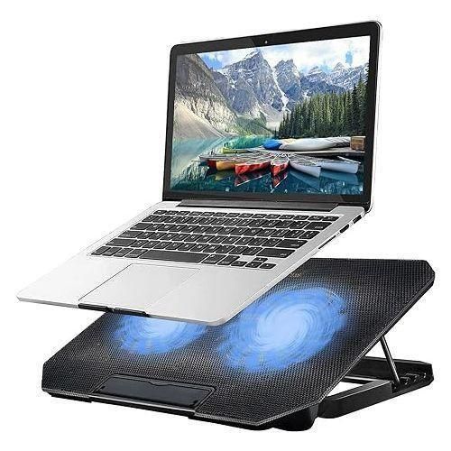 Q100 2-fan Laptop Cooling Stand 6-level Adjustable Height Laptop Cooling Pad Stand, Laptop Cooler with 2 Silent Fans for 10-15.6 Inch Laptops,6 Levels of Height Adjustable Wind Speed with (Black)