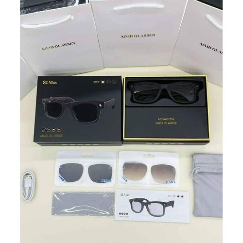 S2 AiMB S2 Smart glass 8MP 4K HD Camera Picture Video AI Translation Voice Assistant Chatgpt ENC Bluetooth Call Music Unisex Glass & 3 lens