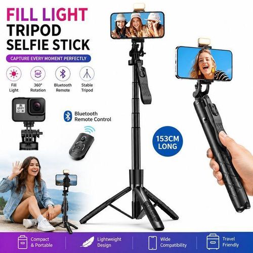 bluetooth selfie stick tripod + fill light +shutter remote