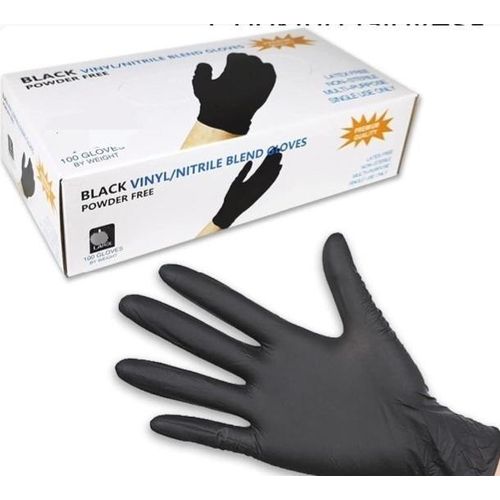 Black Vinyl/Nitrile Blend Disposable Gloves – 100 Pcs, Latex-Free & Powder-Free, Multipurpose Household, Cooking & Working Gloves