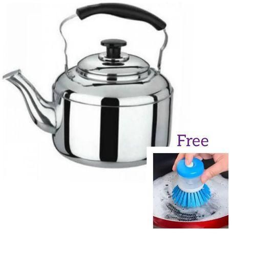 Stainless Steel Whistling 5 liktre Kettle__(gass& Stove)+ Free Brush