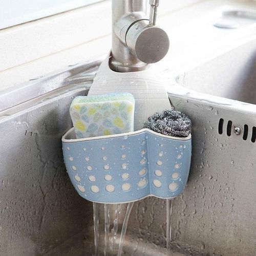 Kitchen Sponge Soap Holder Drainer with Sink Adjustable Caddy Organizer
