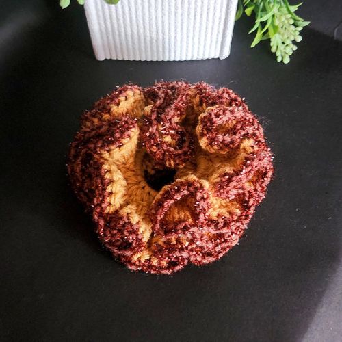 Brown Hand Crocheted Scrunchie