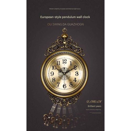 Pendulum Swing Wall Clock, Battery Operated Quartz Movement, Silent Non Ticking Luxury Wall Clcok, Large Antique Wall Clock, Clock Wall Decorative Plate Swing Wall Clock, Bedroom Quartz Clocks Wall Home Decor, Silent Clock Vintage Living Room Wall Clock